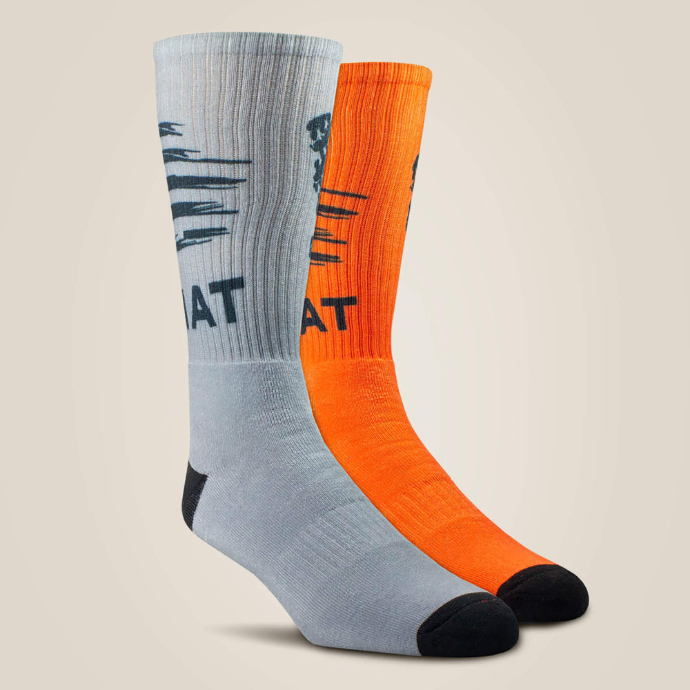 Ariat Patriot Graphic Crew Work Sock 2 Pair Multi Color Pack Men