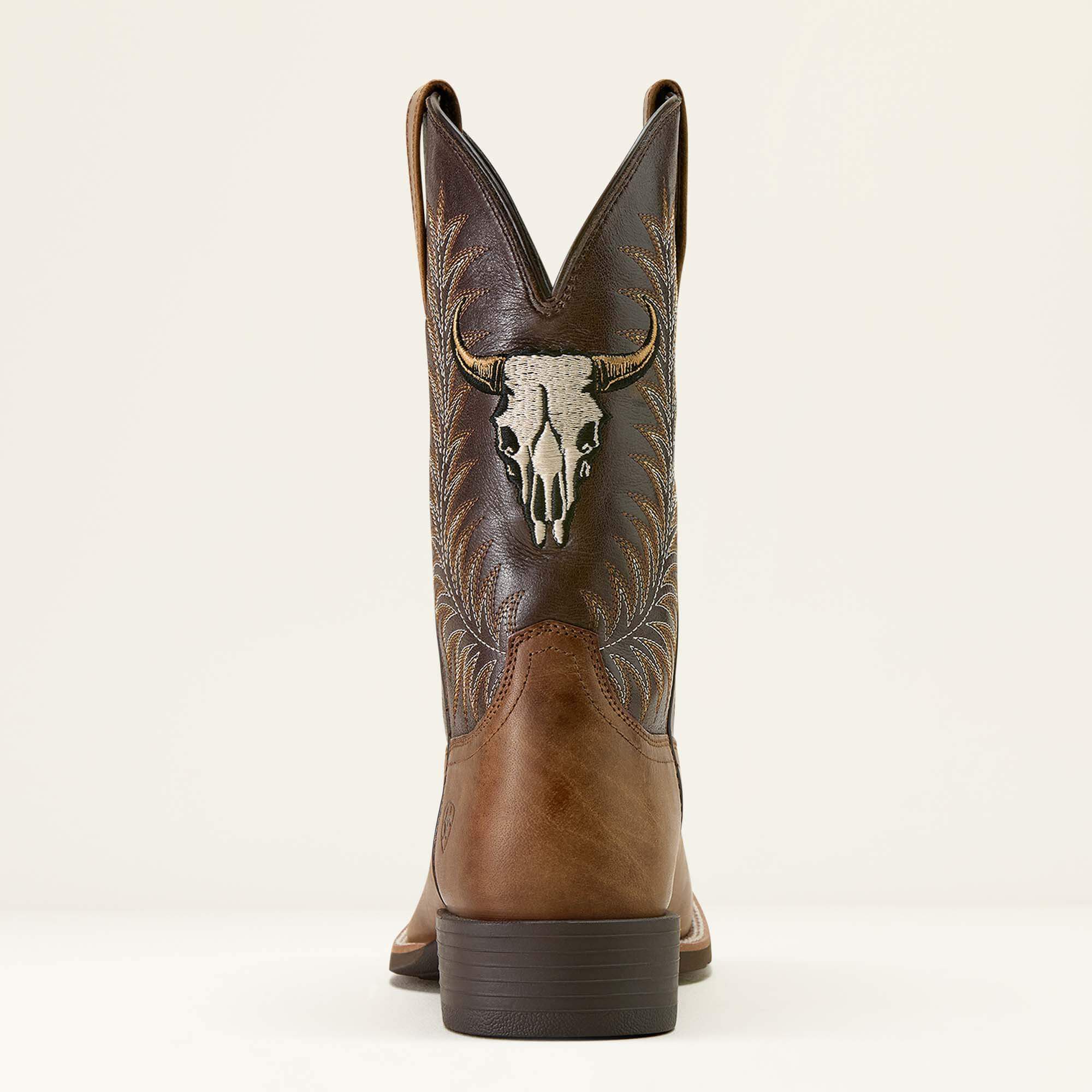 Ariat Sport Steer Skull Wide Square Toe Cowboy Boot Men