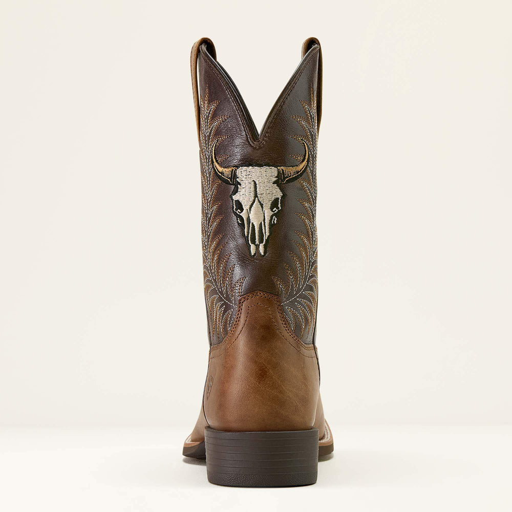 Ariat Sport Steer Skull Wide Square Toe Cowboy Boot Men