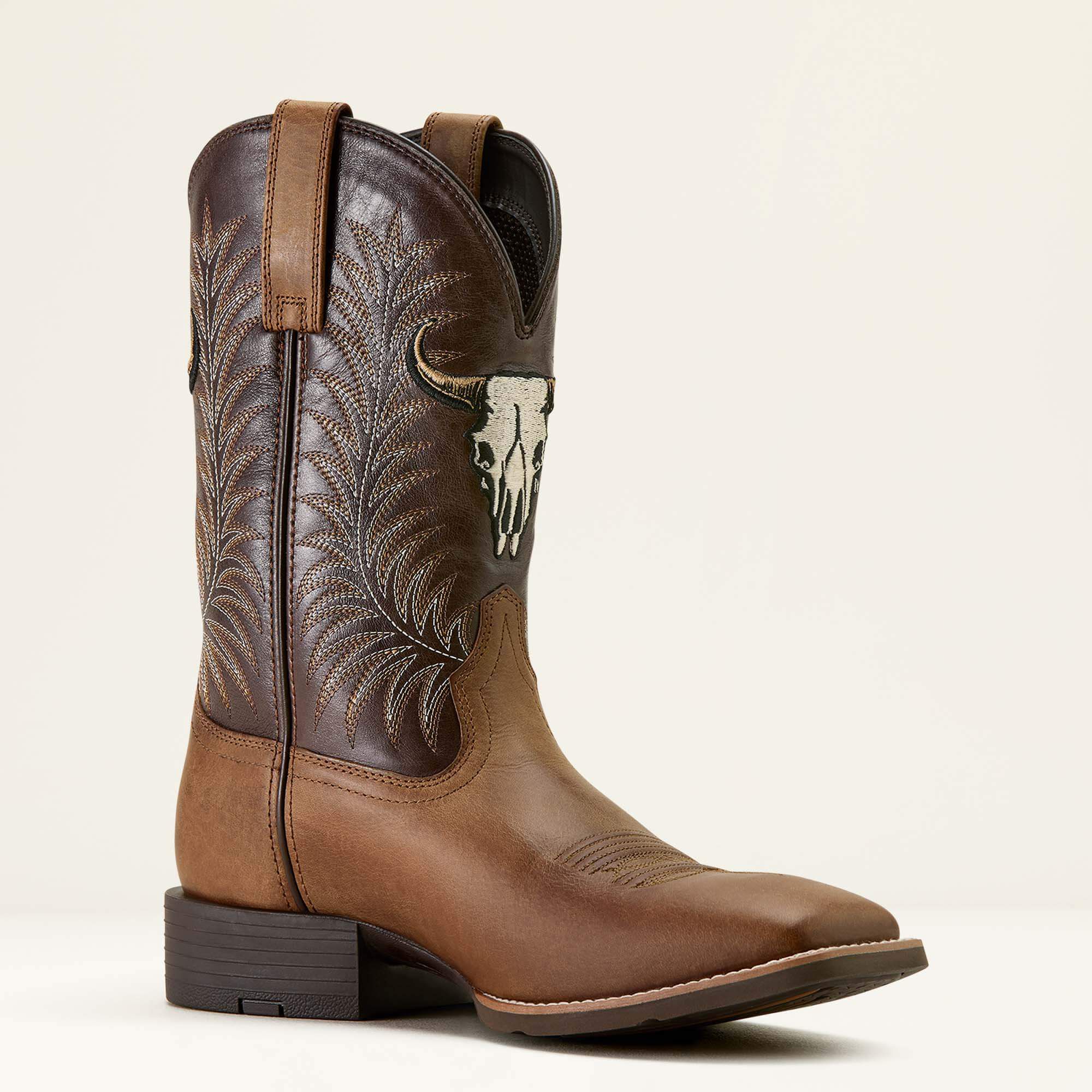 Ariat Sport Steer Skull Wide Square Toe Cowboy Boot Men