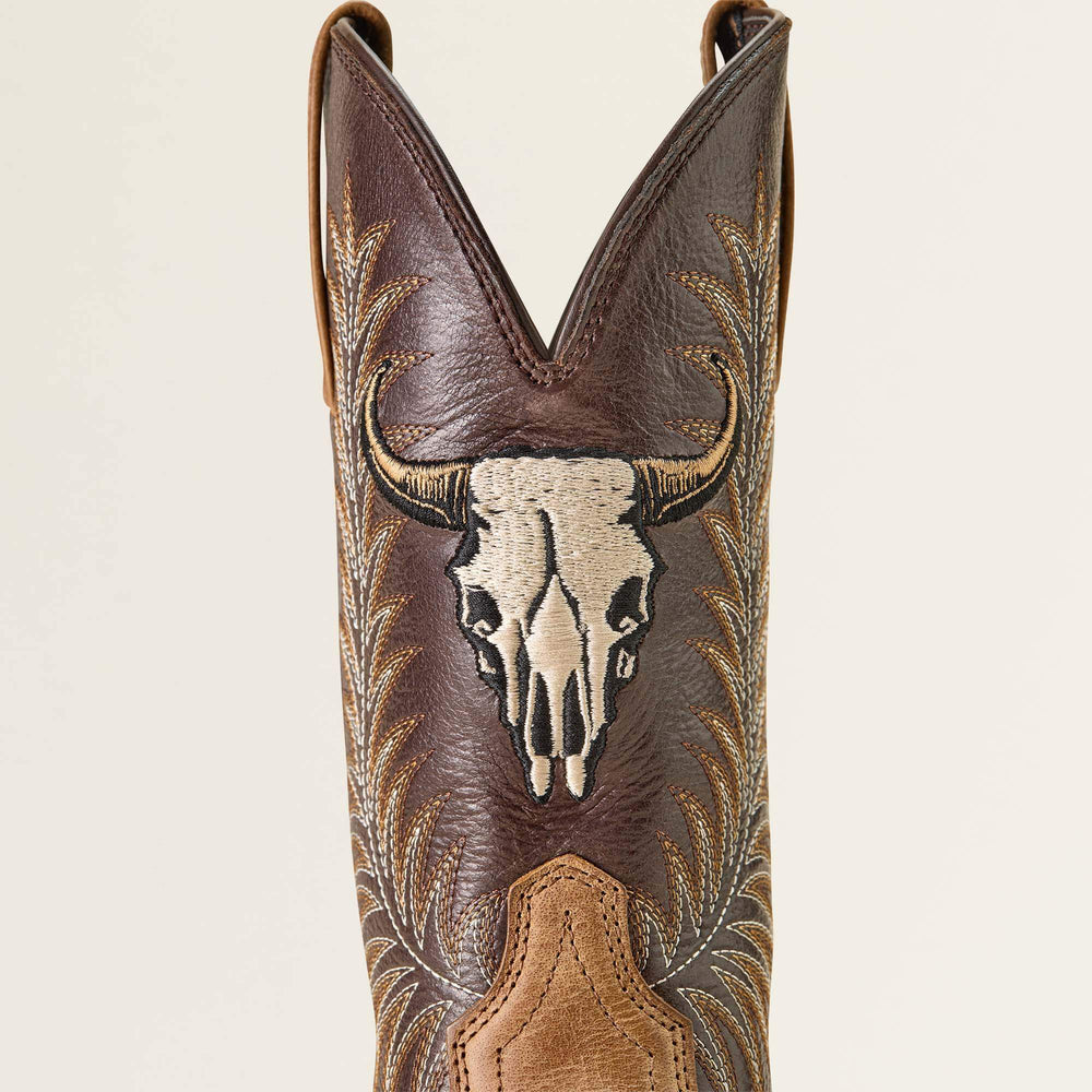 Ariat Sport Steer Skull Wide Square Toe Cowboy Boot Men