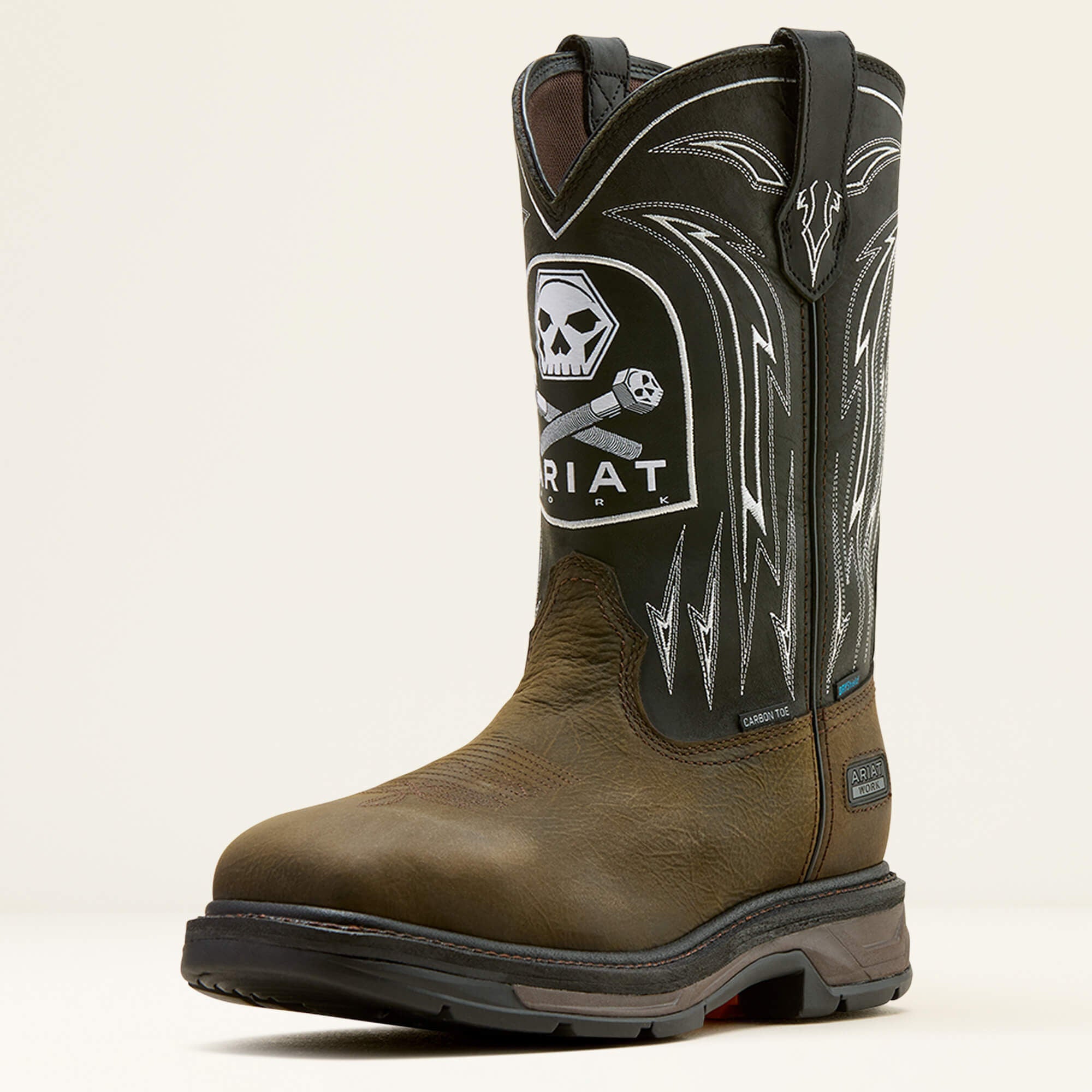 Ariat WorkHog XT Bolt Skull Waterproof Wide Square Toe Carbon Toe Work Boot Men