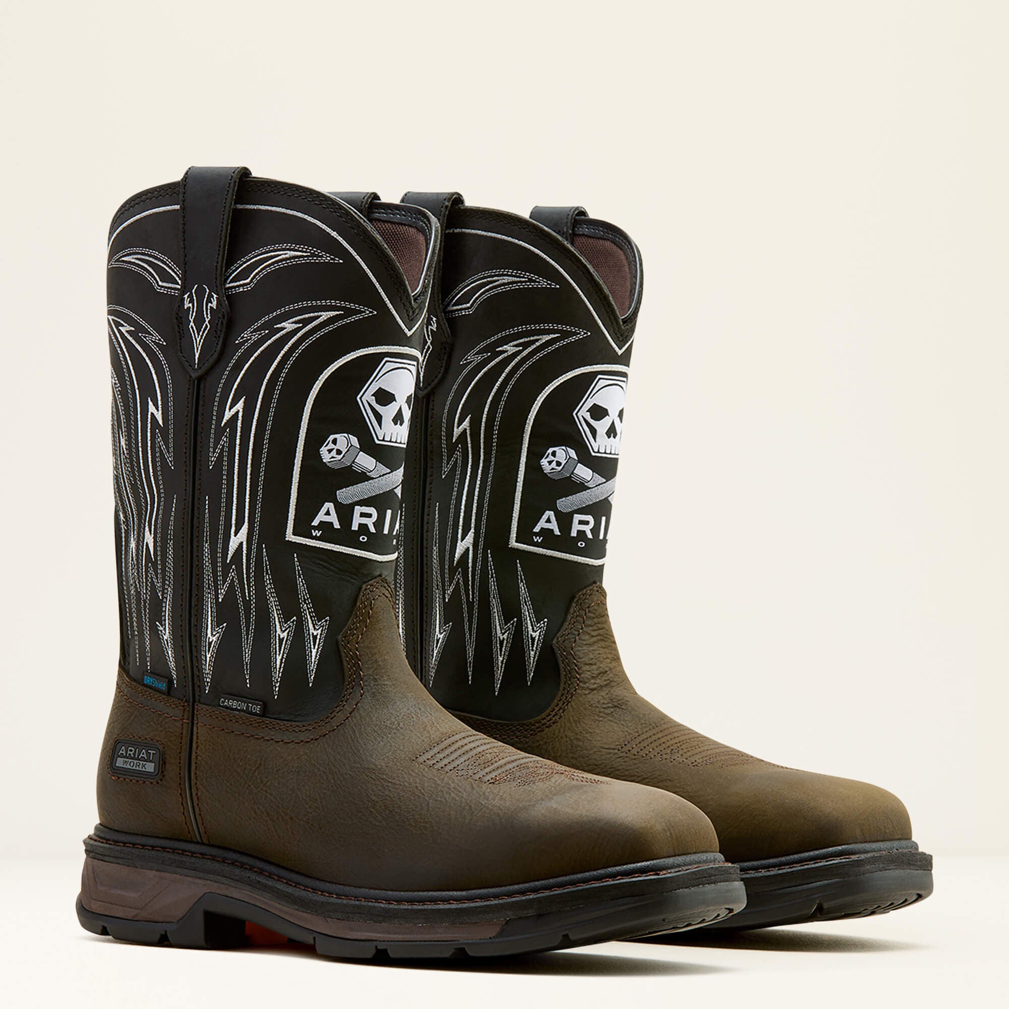 Ariat WorkHog XT Bolt Skull Waterproof Wide Square Toe Carbon Toe Work Boot Men