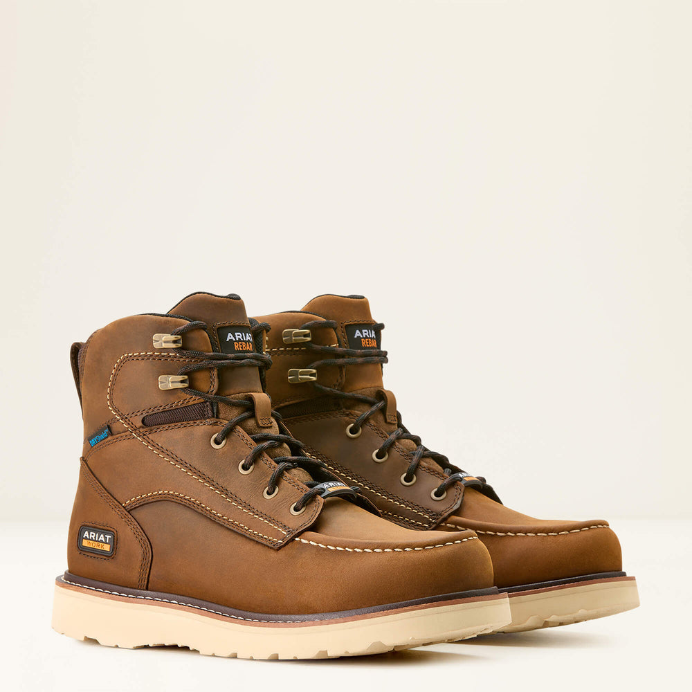 Ariat Rebar Wedge Moc Toe 6" Waterproof Work Boot Men