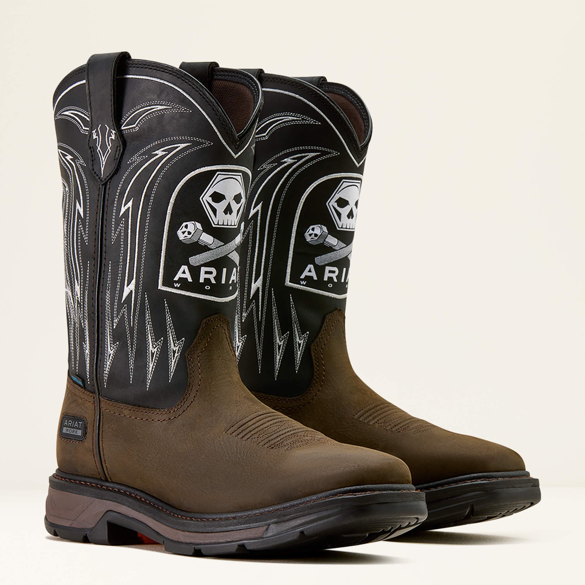 Ariat WorkHog XT Bolt Skull Waterproof Wide Square Toe Work Boot Men
