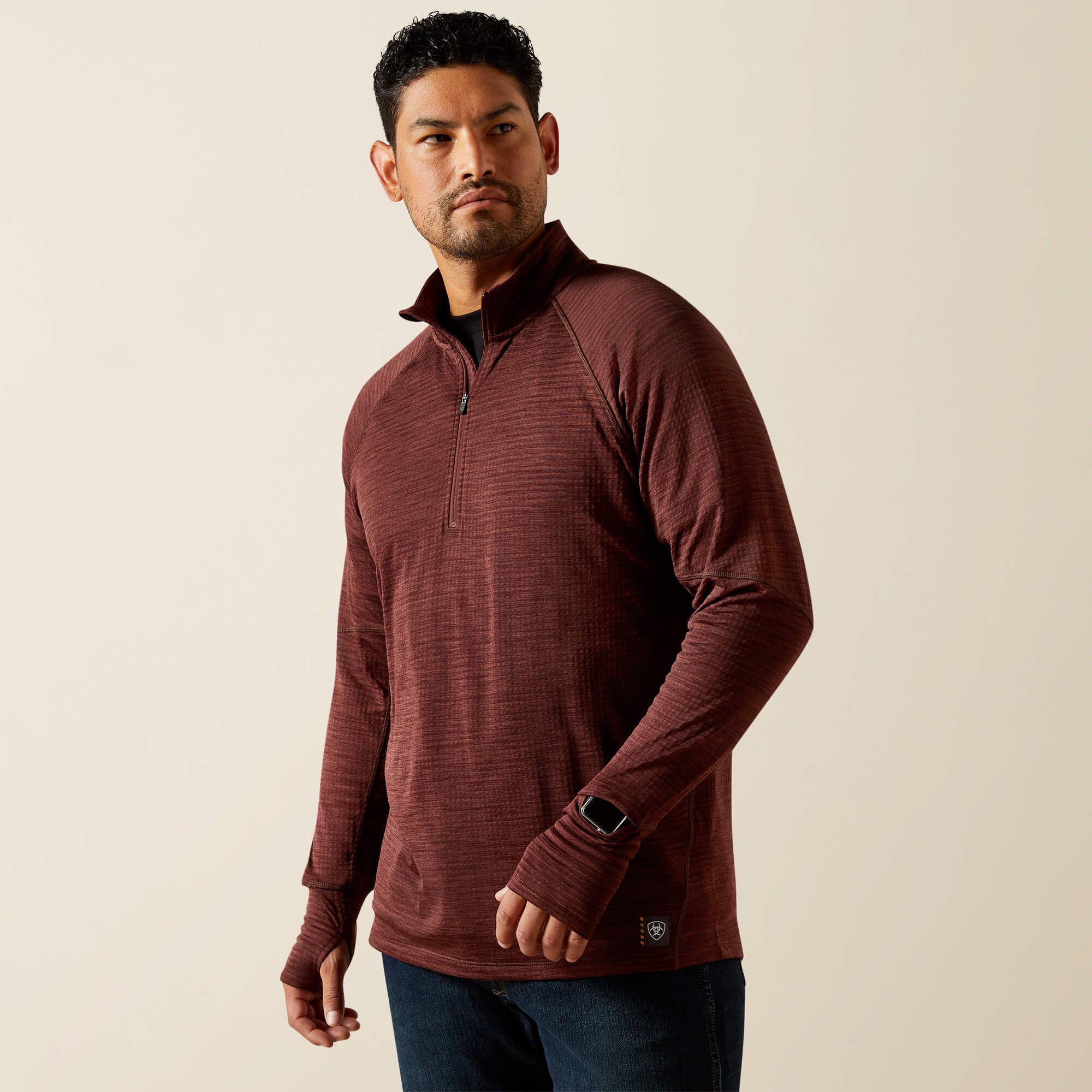 Ariat Rebar Gridwork Baselayer 1/4 Zip T-Shirt Men