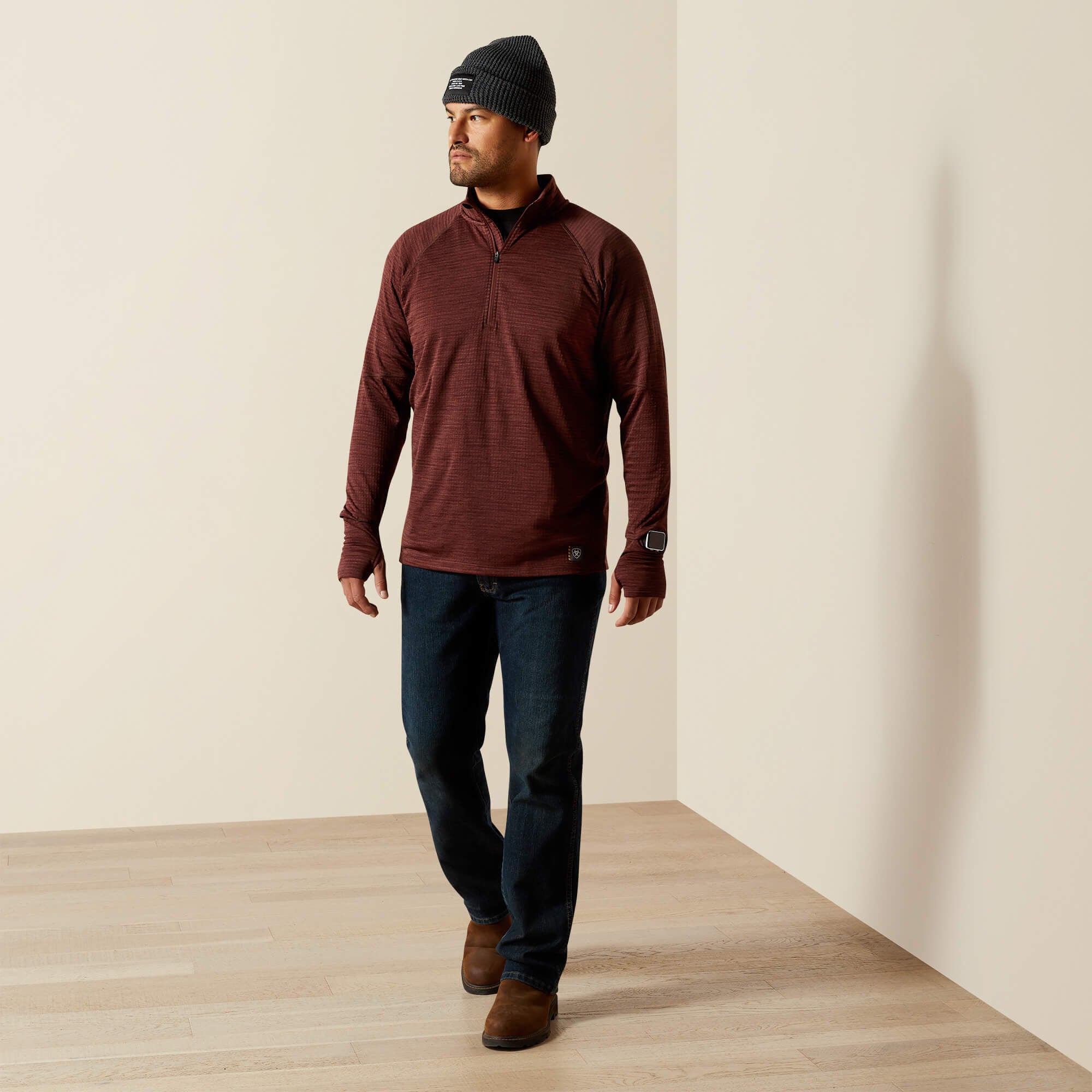 Ariat Rebar Gridwork Baselayer 1/4 Zip T-Shirt Men