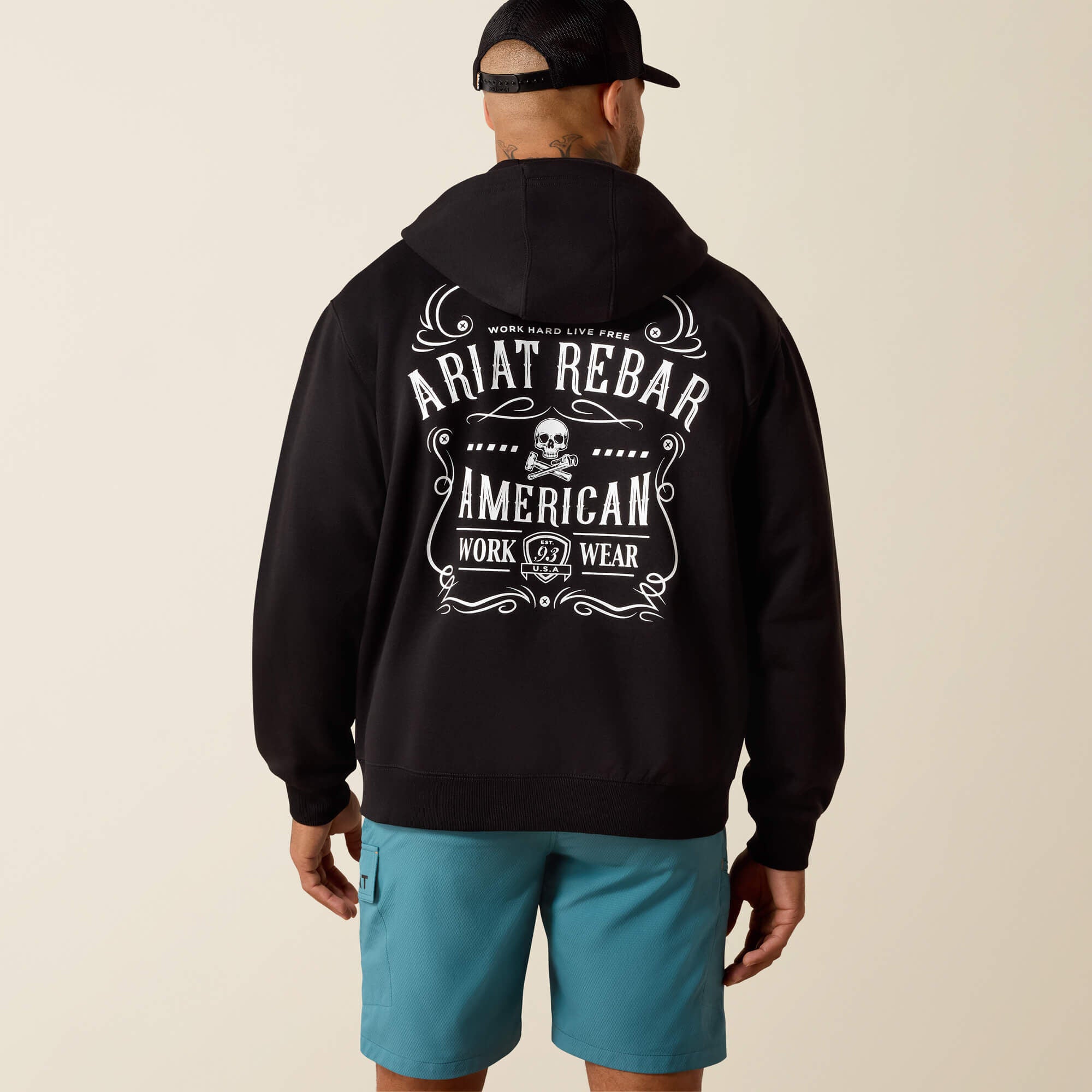 Ariat Rebar Lightweight Label Full Zip Hoodie Men