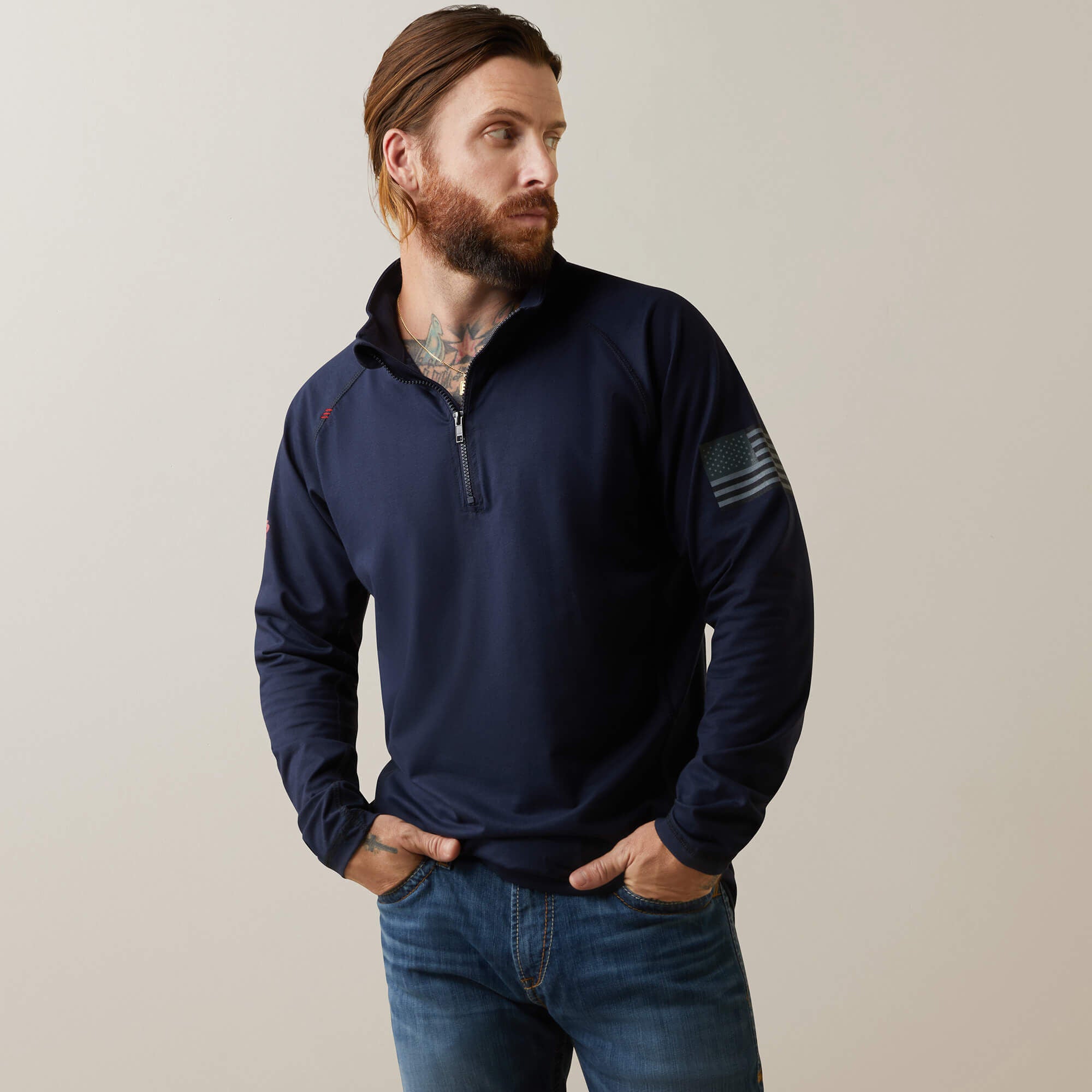 Ariat FR Combat Stretch Patriot 1/4 Zip Work Shirt Men