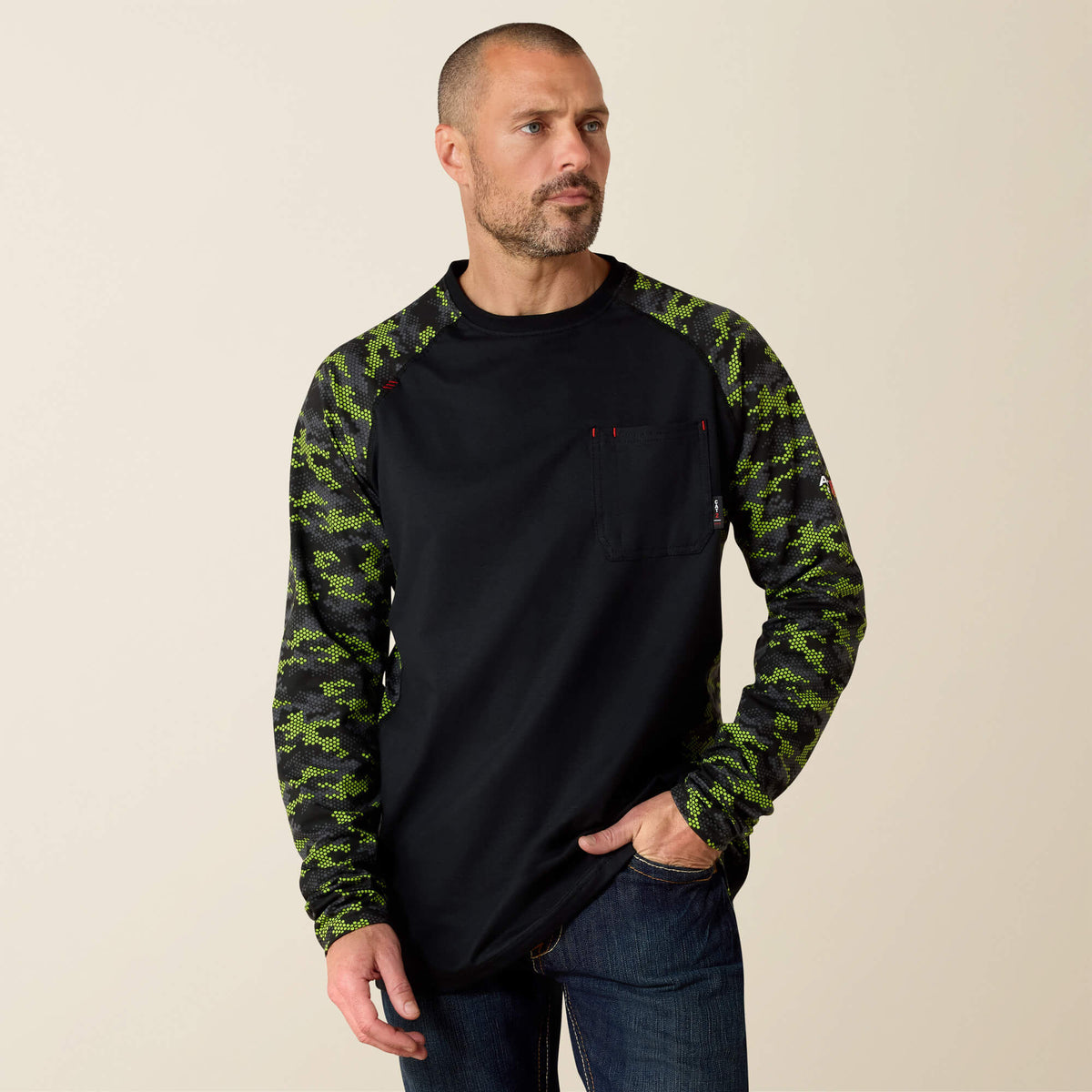 Ariat FR AC Stretch Camo Baseball T-Shirt Men