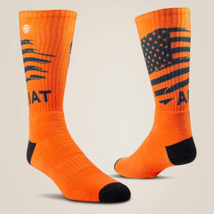 Ariat Patriot Graphic Crew Work Sock 2 Pair Multi Color Pack Men