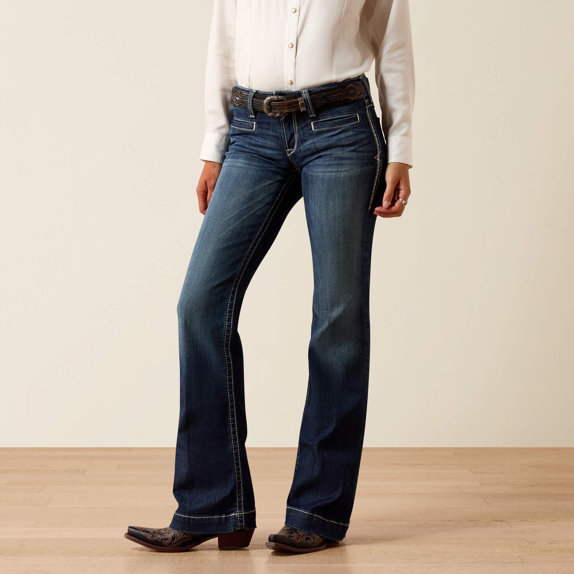 Ariat Trouser Mid Rise Stretch Entwined Wide Leg Jean Women|Trends