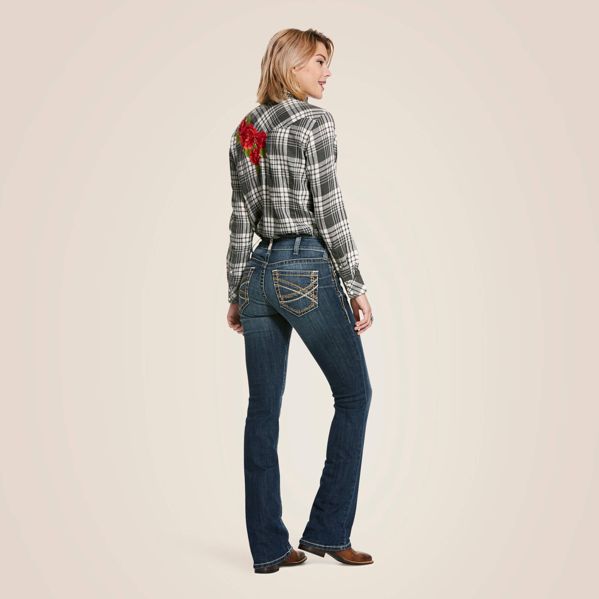 Ariat R.E.A.L. Mid Rise Stretch Entwined Festival Boot Cut Jean Women