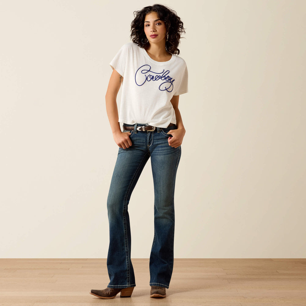 Ariat R.E.A.L. Mid Rise Stretch Whipstitch Boot Cut Jean Women|Trends