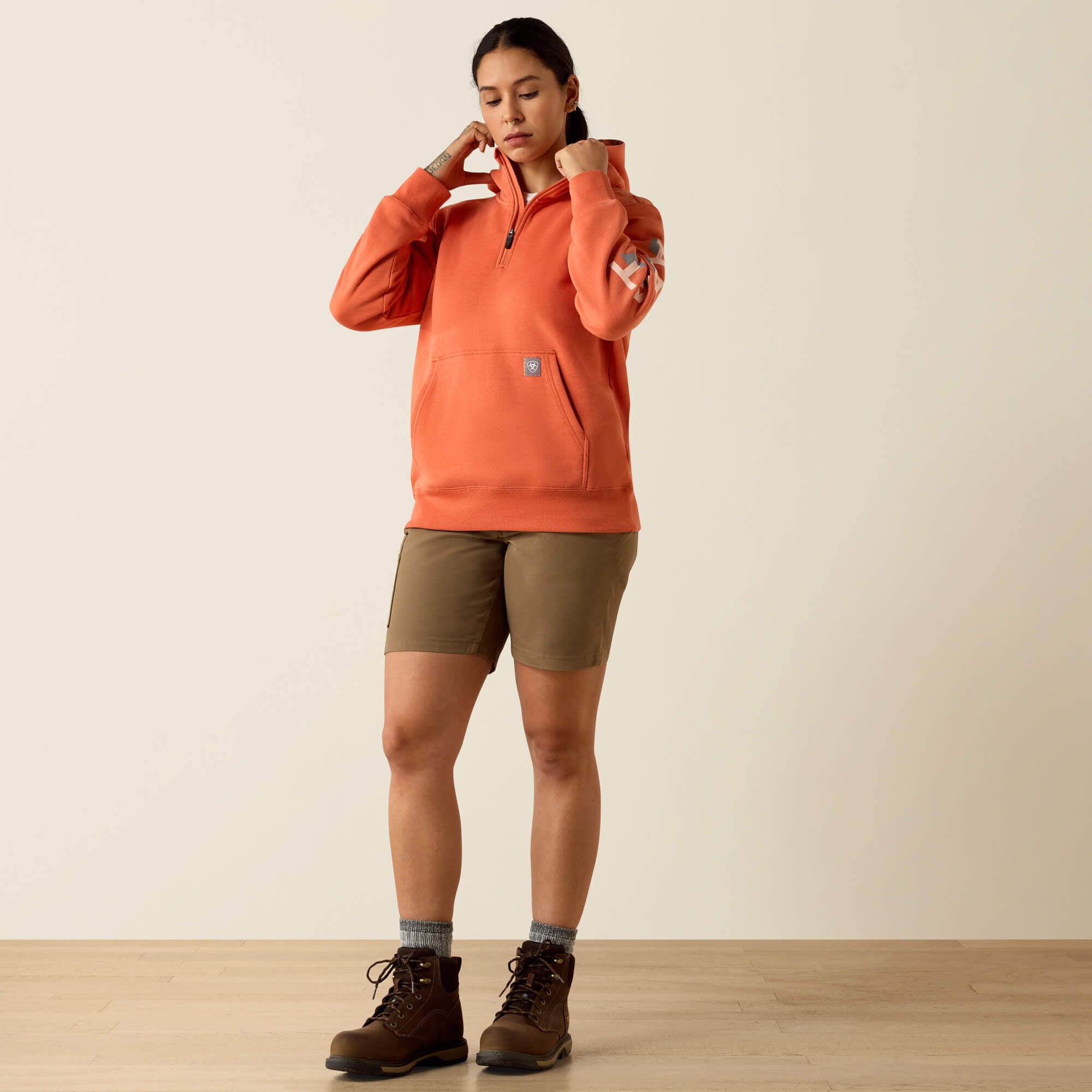 Ariat Rebar Lightweight Logo 1/2 Zip Hoodie Women
