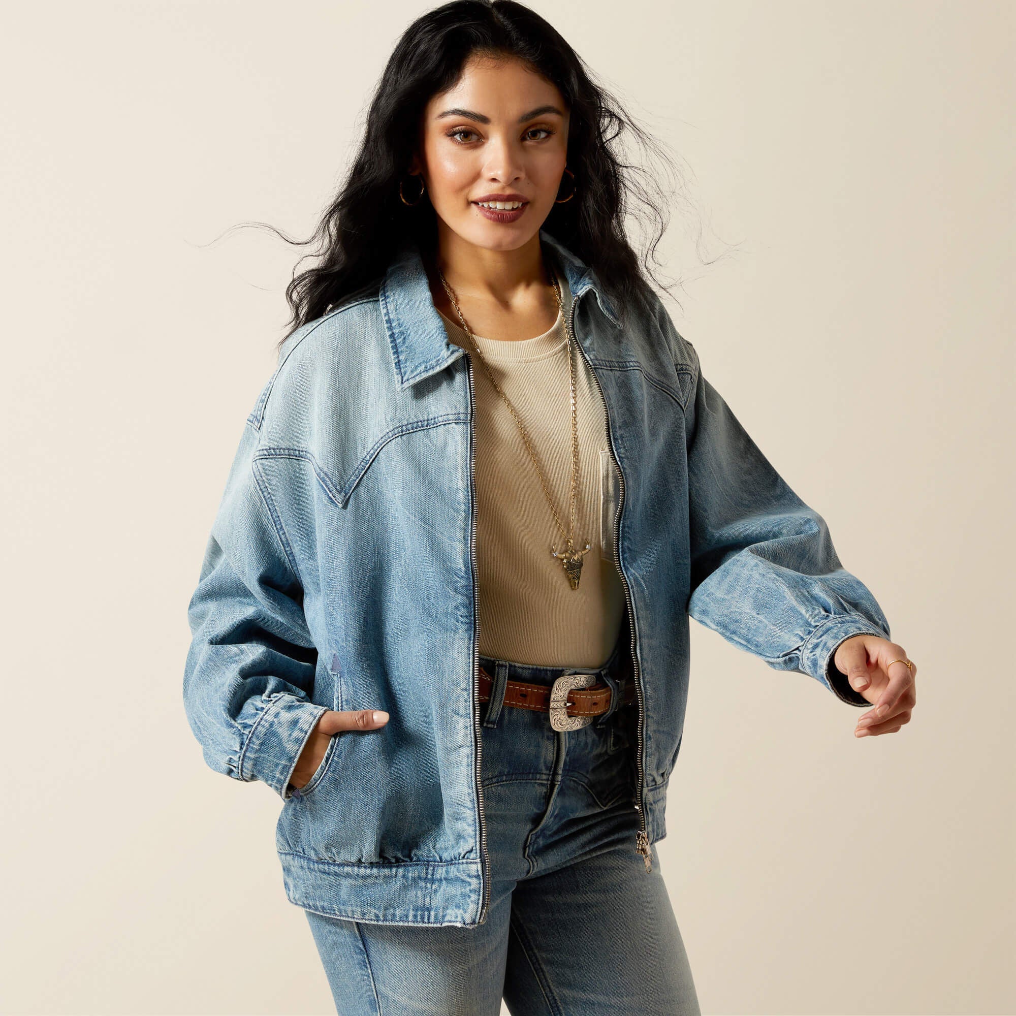 Ariat Cheyenne Denim Bomber Jacket Women|Trends