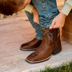 Ariat Tombstone Wide Square Toe Western Boot Kids
